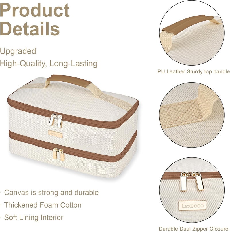 Lexeeco Travel Carrying Case for Shark Flexstyle Attachments Double Layer Hair Dryer Case for Dyson Airwrap Shark Flex Fusion Holder Hair Accessories Tool Organizer Revlon Straightener Styler Bag(Brown) - Image 4